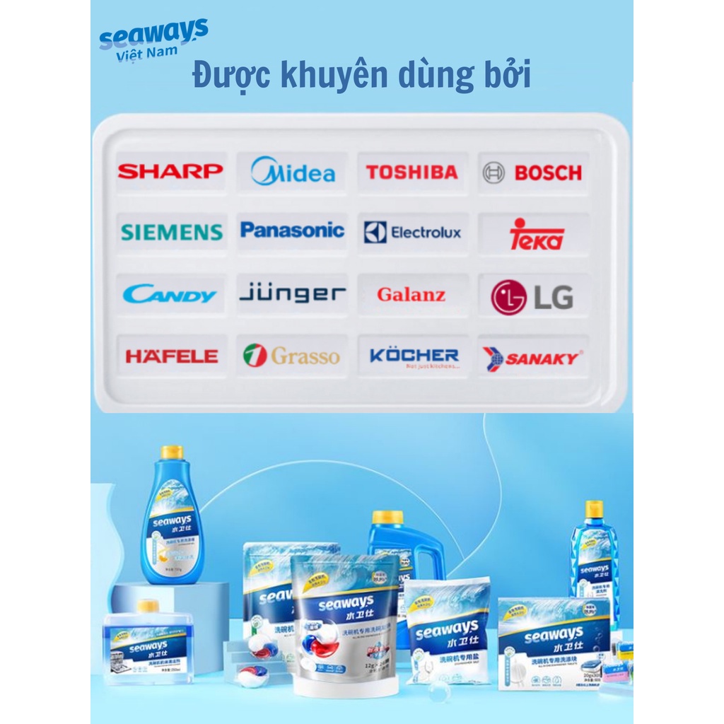 Viên rửa bát SEAWAYS viên rửa chén 3 trong 1 - Viên dùng cho máy rửa bát siêu tiết kiệm