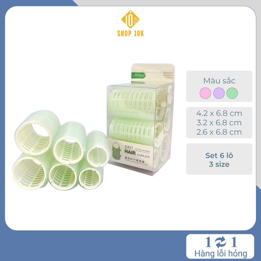 Lô uốn tóc xoăn tự dính tự nhiên không dùng nhiệt set 6 lô SHOP10K - SP004463