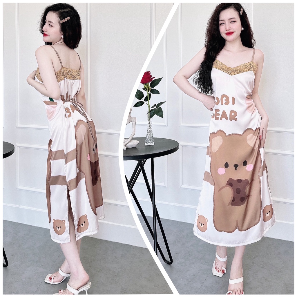 Váy ngủ 2 dây lụa latin siêu mịn mềm mát freesize dưới 65kg MY STORE | BigBuy360 - bigbuy360.vn