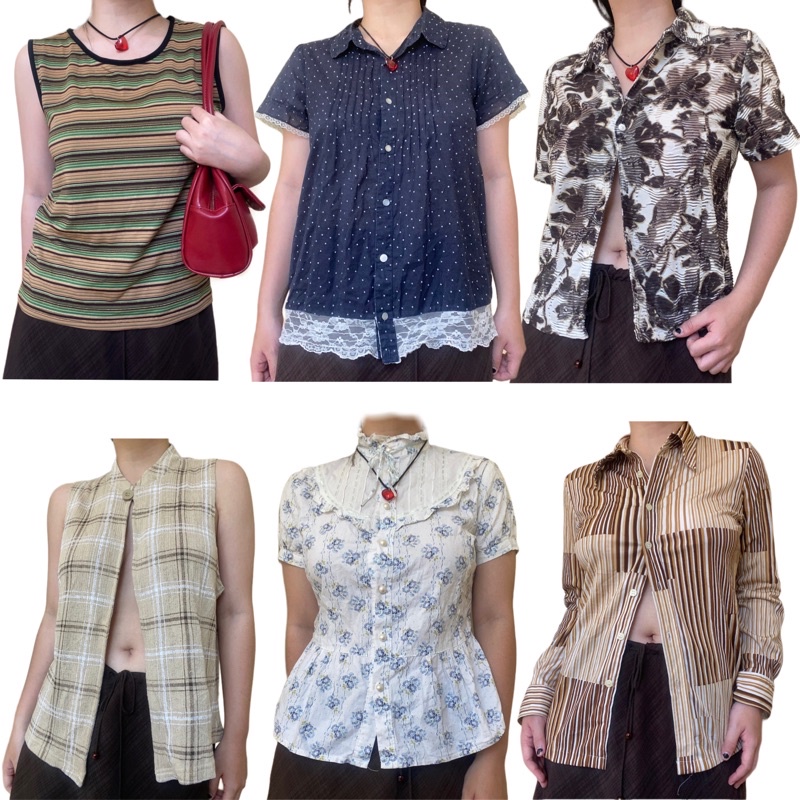 Áo sơ mi thun áo khoác gile 2hand coquette lolita vintage y2k indie fairycore