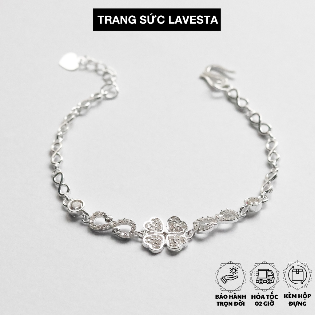 Lắc tay bạc nữ nguyên chất cỏ bốn lá vô cực thiết kế mới LAV011 LAVESTA tinh tế