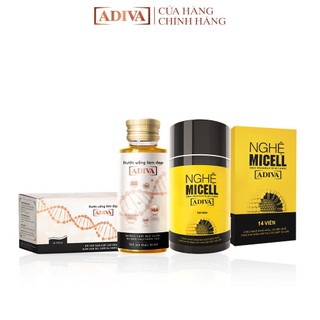 Combo 1 Hộp Nước Uống Làm Đẹp Collagen ADIVA (14 Chai/Hộp) + 1 Hộp Nghệ Micell ADIVA 14 Viên