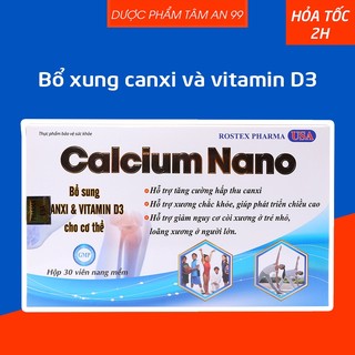 Viên uống Calcium Nano bổ sung canxi, vitamin D3, tăng cường hấp thụ canxi - Hộp 30 viên )