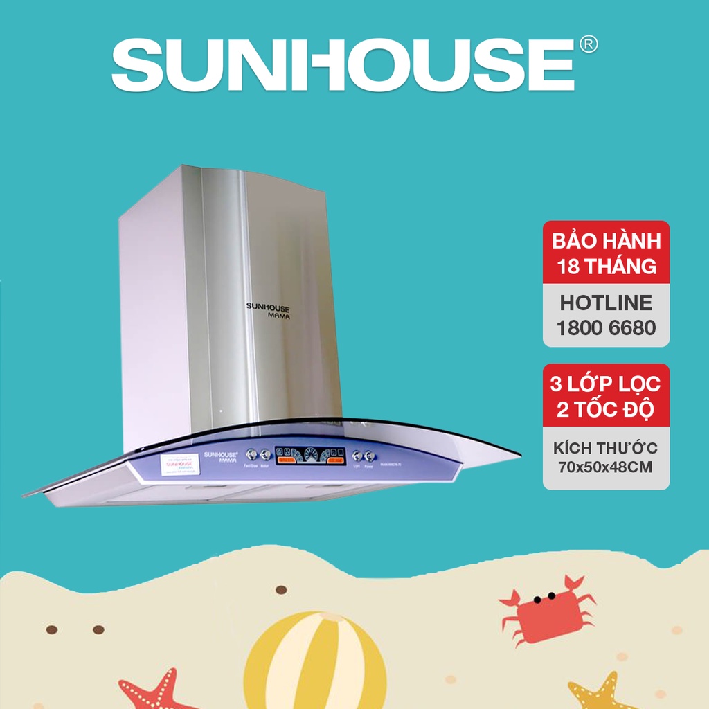 Máy hút mùi kính cong SUNHOUSE MAMA MM6716-70