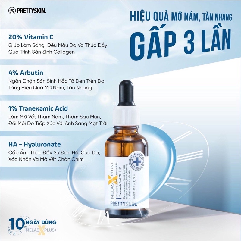 Serum dưỡng sáng da Pretty Skin Melas X Plus+ 50ml (Melasxplus)