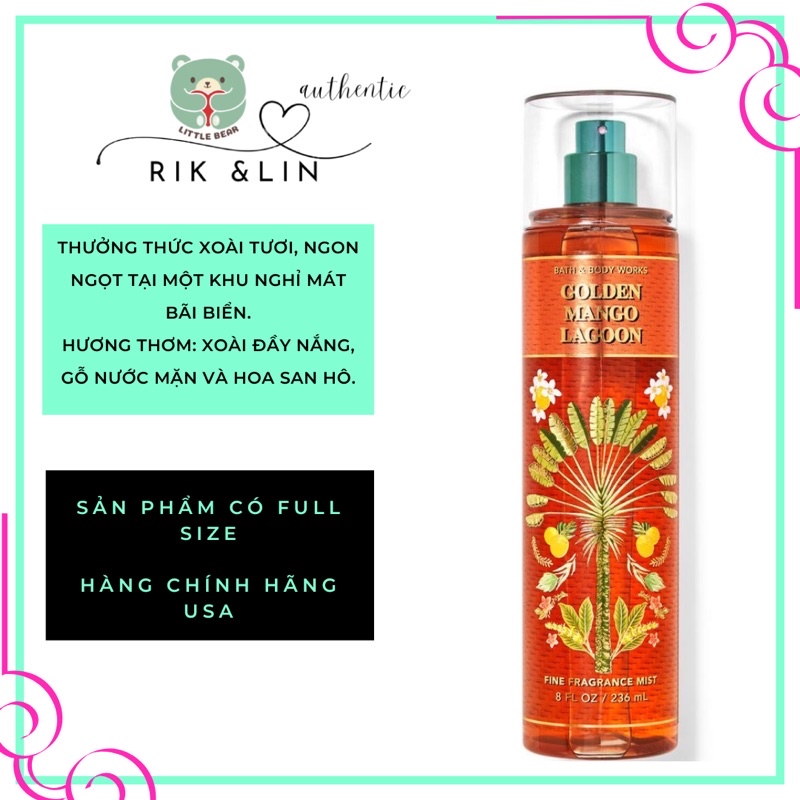 GOLDEN MANGO LAGOON _ Xịt Thơm Body Mist Toàn Thân USA
