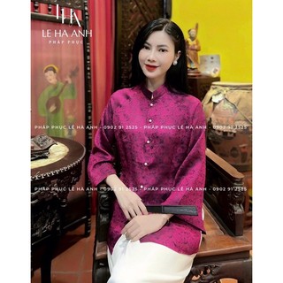 Bộ pháp gấm cổ tầu quần suông cúc ngọc