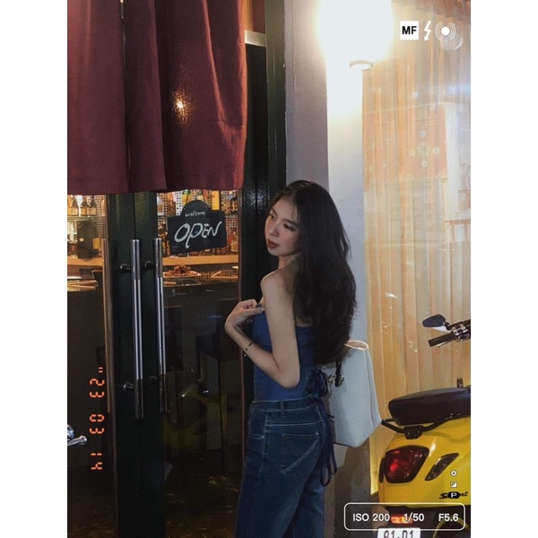 DENIM CORSET RÚT DÂY SIẾT EO