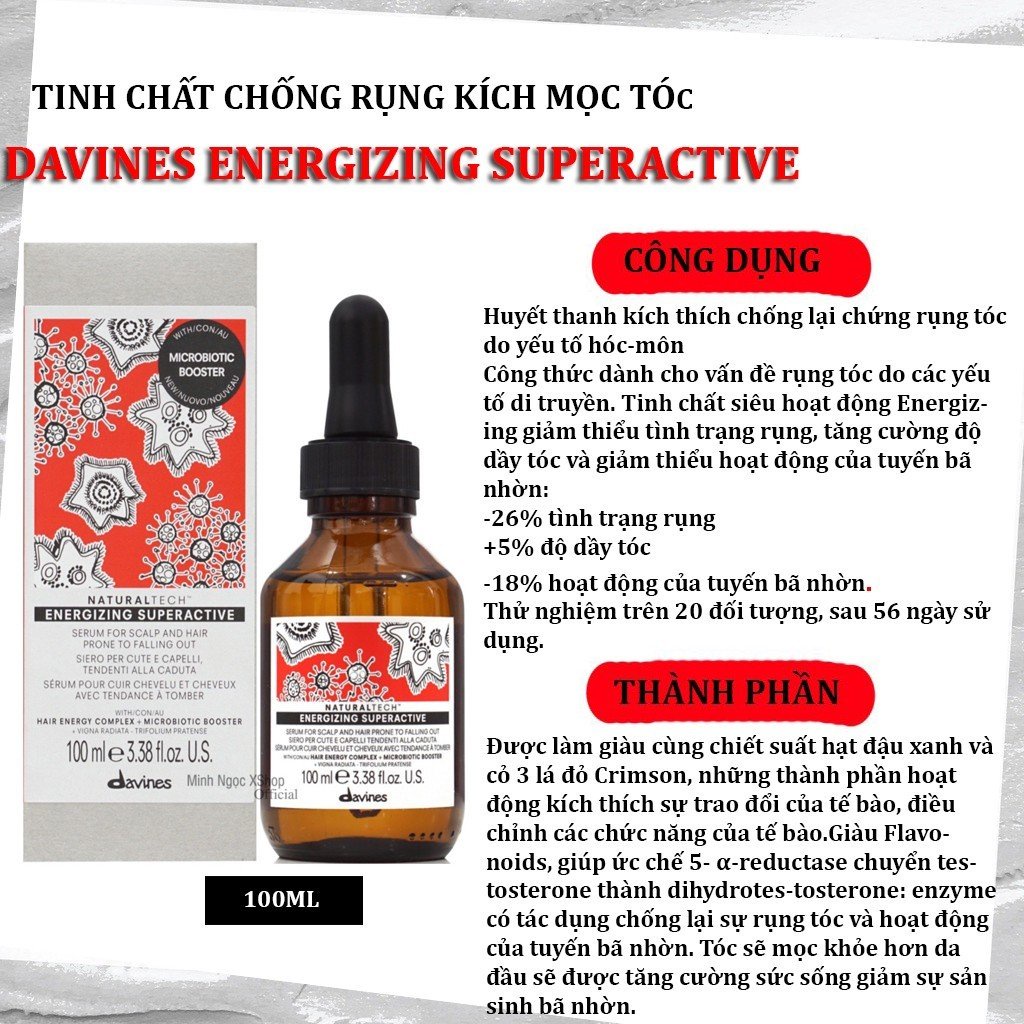 Tinh chất chống rụng kích mọc tóc Davines Energizing Superactive 100ml chính hãng