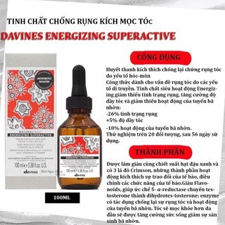 Tinh chất chống rụng kích mọc tóc Davines Energizing Superactive 100ML chính hãng