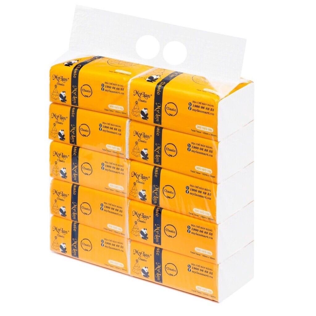 Bịch 10 Gói Giấy Ăn Gấu Trúc Sipiao Chính Hãng Siêu Dai Thấm Hút Tốt / Túi 10 Gói Giấy Ăn Gấu Trúc Đa Năng Mềm Mịn