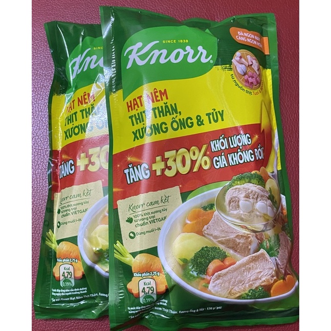 Hạt nêm thịt thăn, xương ống, tủy Knorr - gói 170g + thêm 30%
