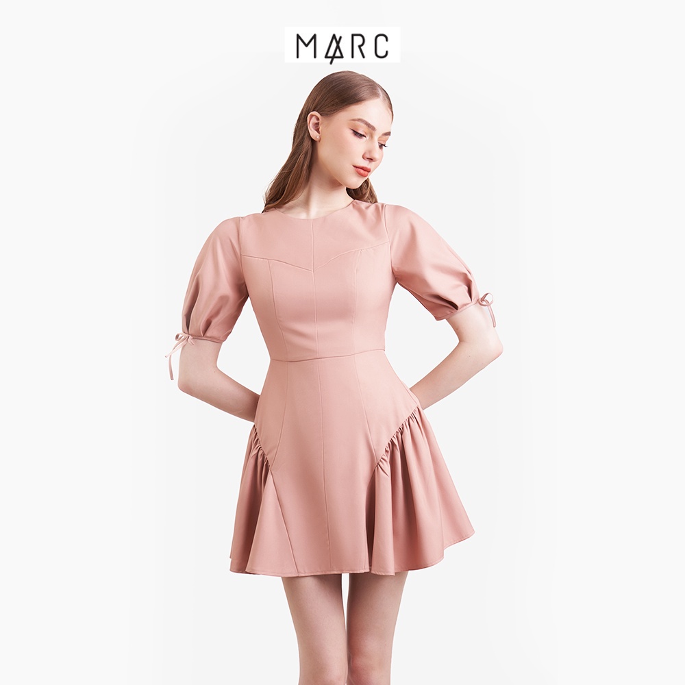 Đầm nữ MARC FASHION mini tay ngắn thắt nơ rả hông CBVH100522