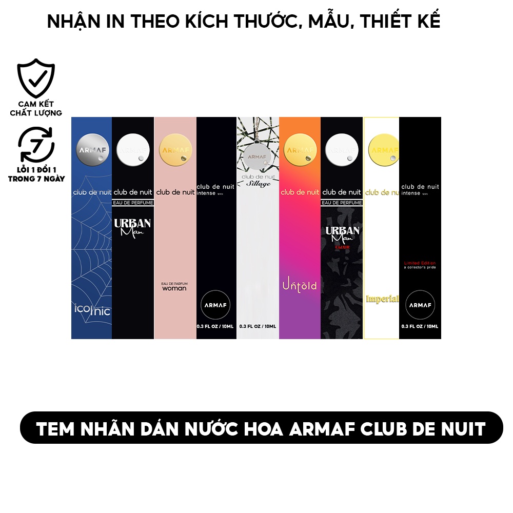 36 Tem dán, nhãn dán nước hoa Armaf Club de Nuit đủ mùi kích thước 15mm x 80mm - Tem,nhãn nước hoa chiết đã cắt sẵn