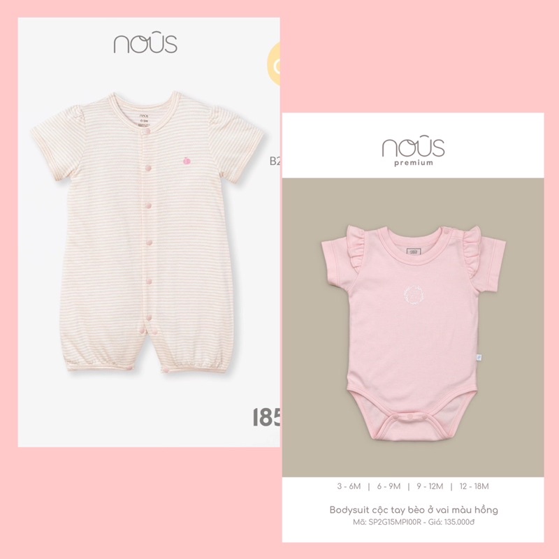 Nu Bộ Quần Áo Body Cộc Liền Thân Nous Cho Bé Trai Bé Gái - Chất Liệu Nu Petit Mềm Nhẹ (Size Từ 3-6 Tháng Đến 9-12 Tháng)