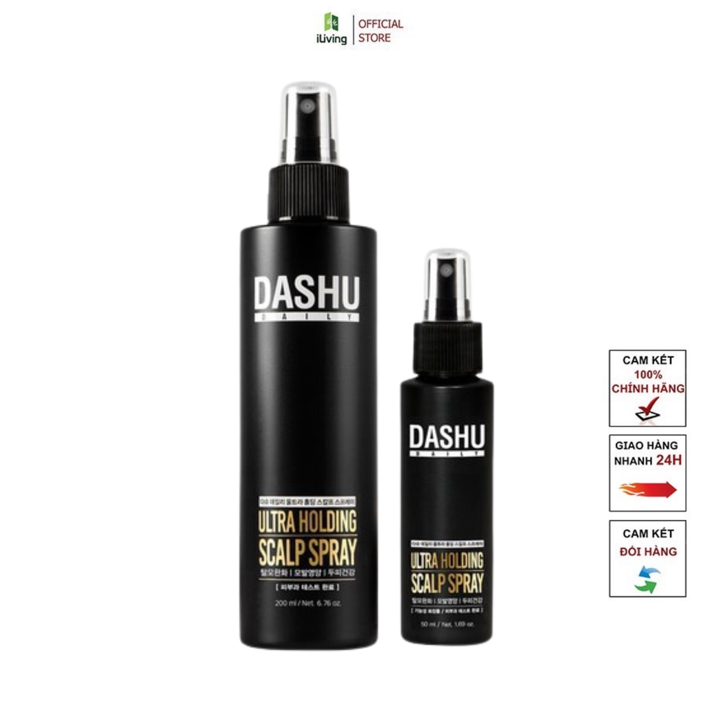 Keo xịt tạo kiểu tóc Dashu Daily Ultra Holding Scalp Spray 200ml và 50ml ILIVING-DASKXT