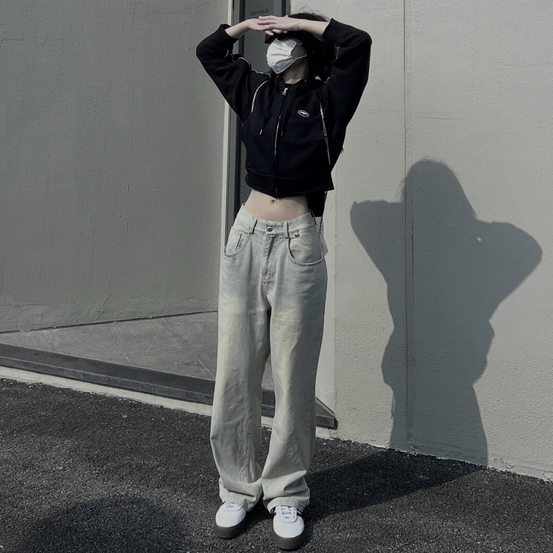 Áo Zipper Cropped Hoodie NIYUN | BigBuy360 - bigbuy360.vn