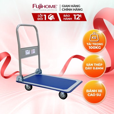 Xe đẩy hàng sàn thép 4 bánh FUJIHOME SH150, tải trọng 100kg - Hàng chính hãng - Bảo hành 12 tháng