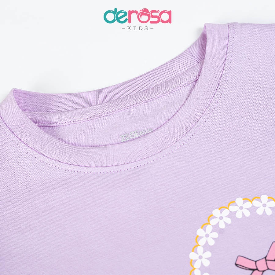 Áo thun cộc tay bé gái DEROSA KIDS chất liệu cotton cho bé từ 2 đến 6 tuổi ZSK23-060A