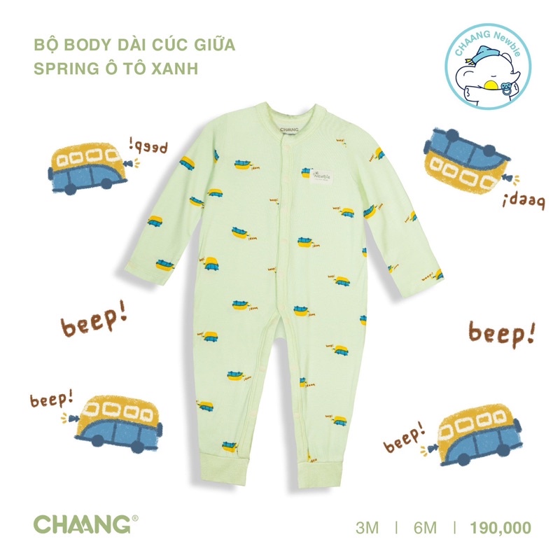 Chaang bộ body dài cúc giữa Spring cho bé sơ sinh SS23