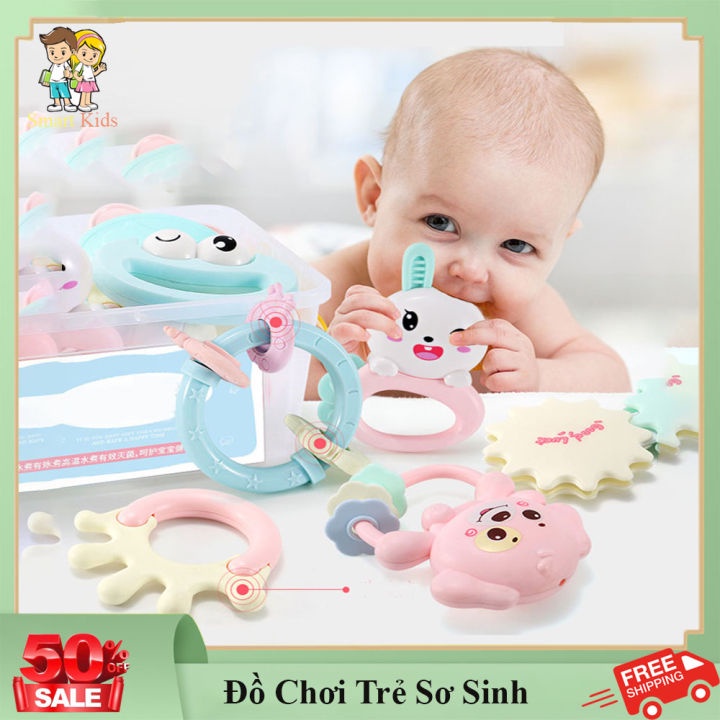 Đồ chơi trẻ sơ sinh lục lặc xúc xắc bộ 10 món được làm từ silicon không chưa BPA không chứa các chất độc hại, mềm mại