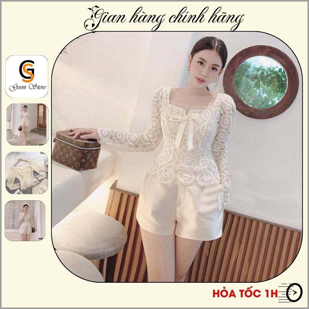 Áo dài tay phối ren phong cách Hàn Quốc ngọt ngào mới dành cho nữ , Áo nữ siêu xinh phong cách tiểu thư sang chảnh