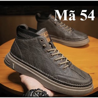 Giày thể thao, giày thể thao nam, giày sneaker, giày da xám trơn 4cm mã 54