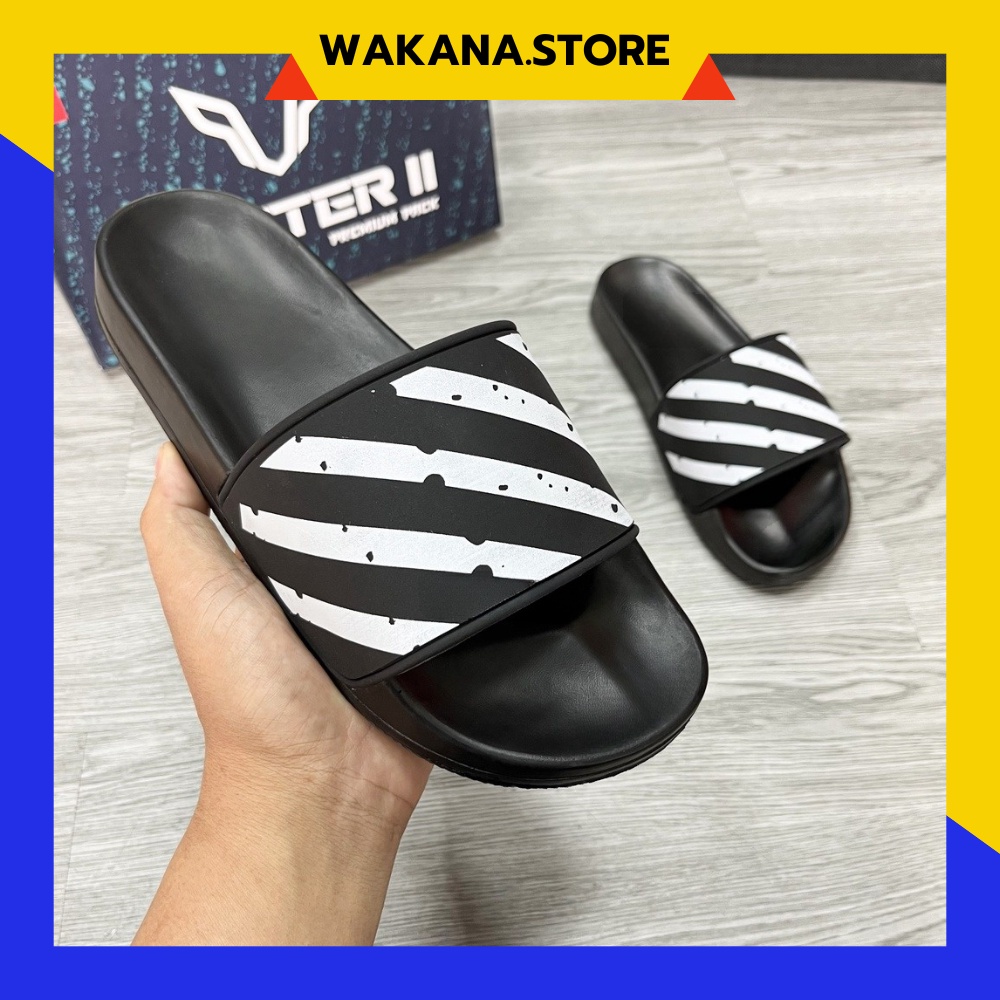 Dép lê off white quai da siêu nét - Dép nam quai da đỉnh cao