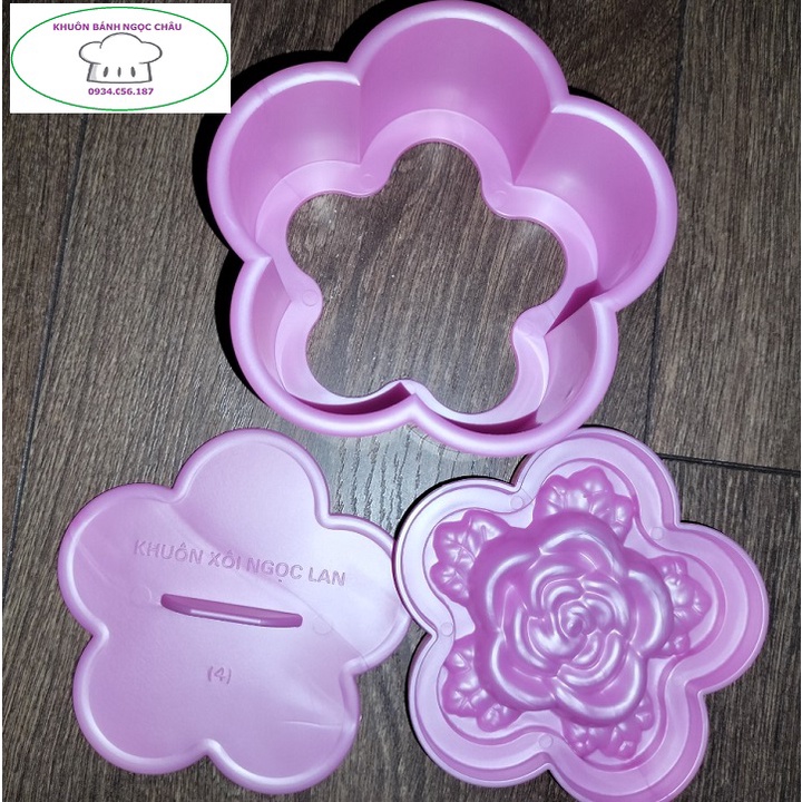 Khuôn nhấn xôi mai 12cm hoa Hồng.