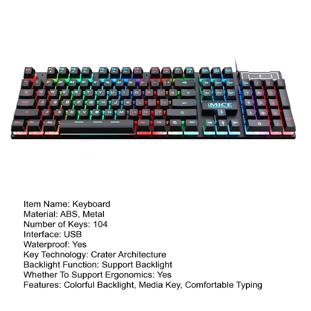 Bàn Phím Chơi Game 104 Phím Chống Nước Phát Sáng Nhiều Màu