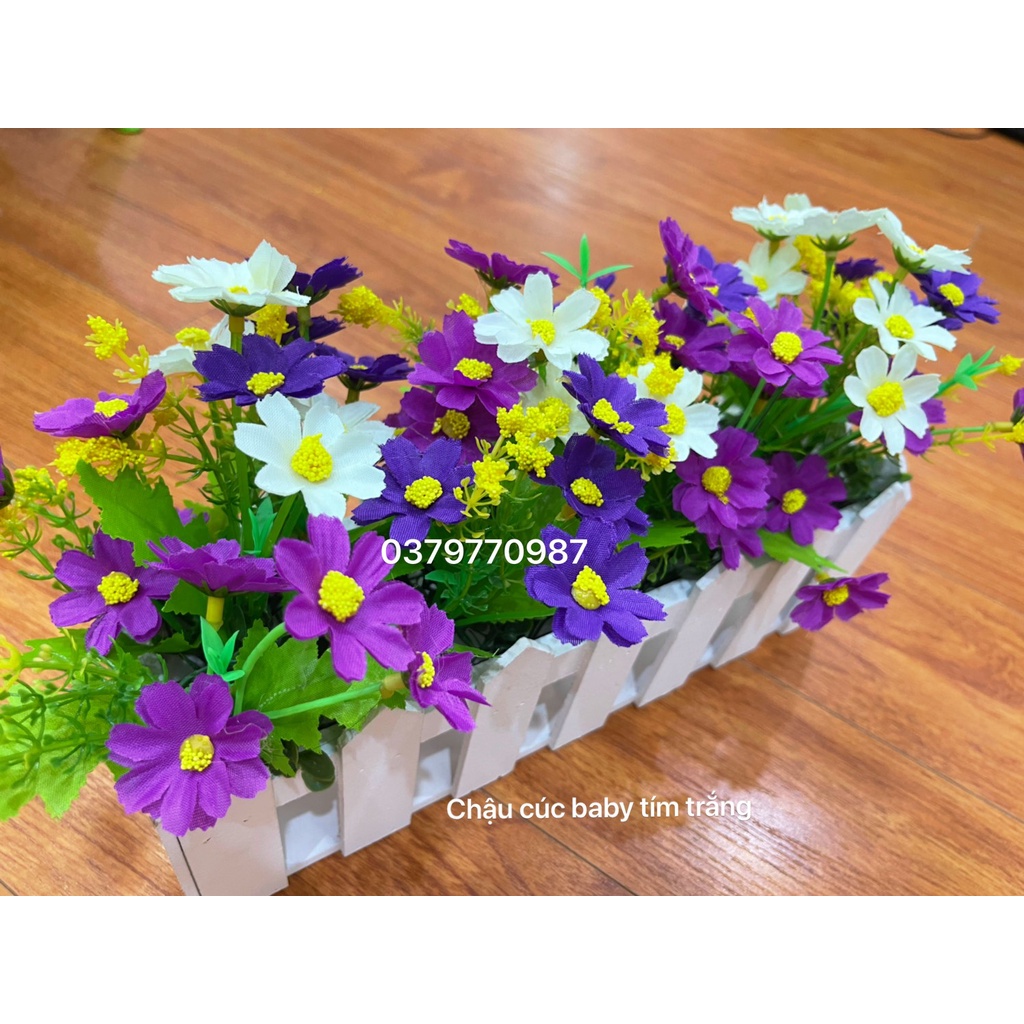 Chậu hoa hàng rào đã cắm sẵn, chậu hoa giả trang trí ban công, decor nhà cửa, văn phòng | BigBuy360 - bigbuy360.vn
