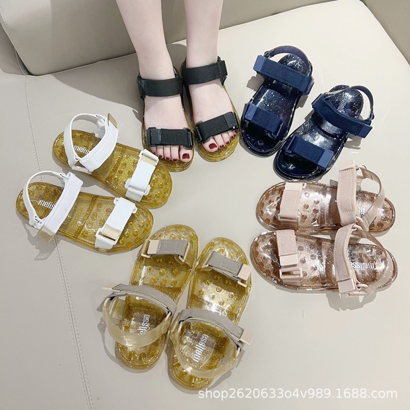 Sandal nhựa thơm melissa cho nữ, dép sandal đế bằng dễ phối đồ cho nữ