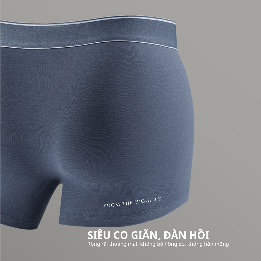 Quần lót biggsize nam boxer design by BIGGI.B, quần sịp đùi đàn ông logo thêu vải cotton mềm mịn kháng khuẩn thoáng khí