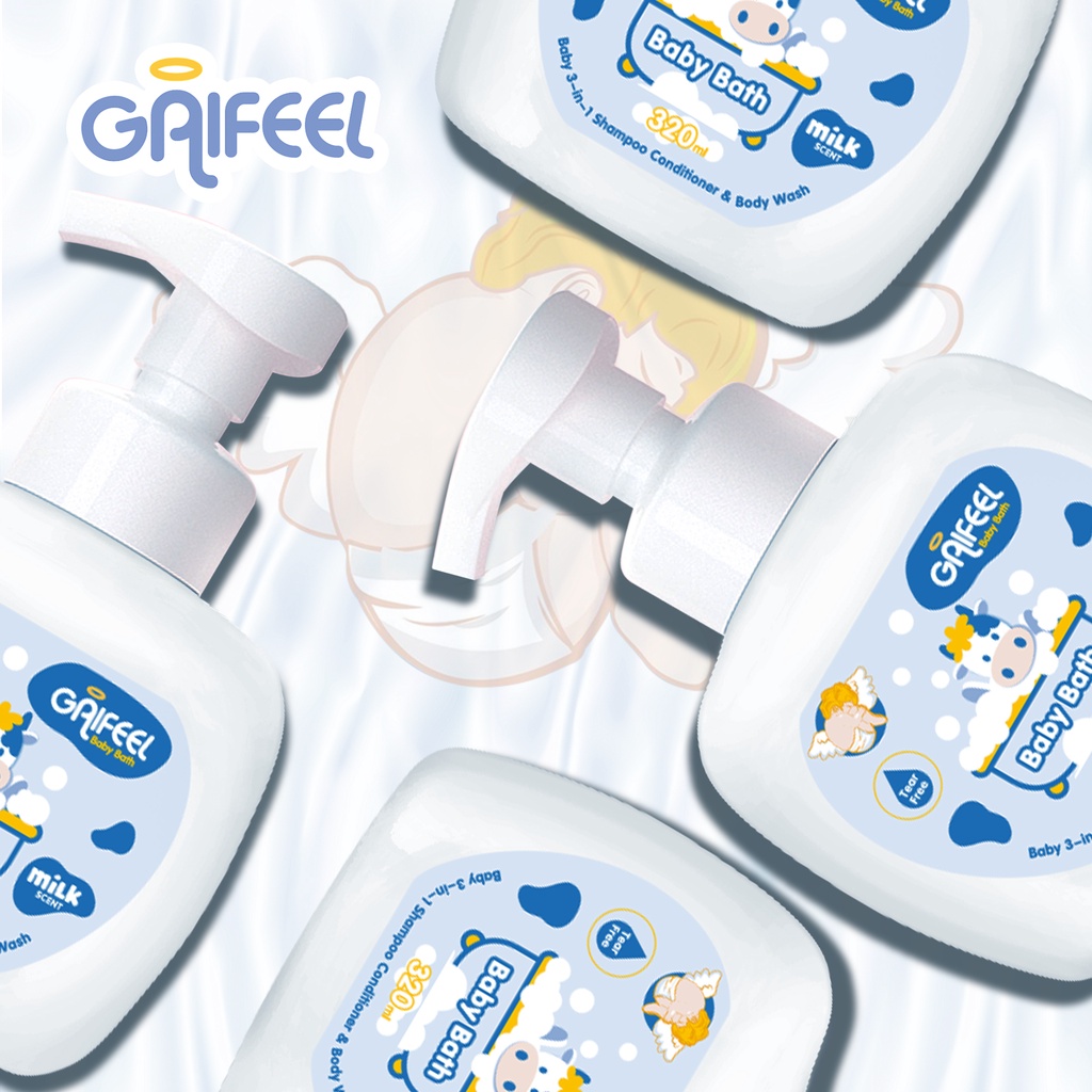 Sữa tắm Sữa thơm sữa tắm Gel GAIFEEL hương sữa cho bé 320ml（2 Chai）