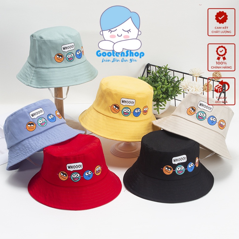 Mũ rộng vành, nón bucket bé trai bé gái họa tiết 5 icon đáng yêu cho bé từ 1 tuổi đến 6 tuổi BK4