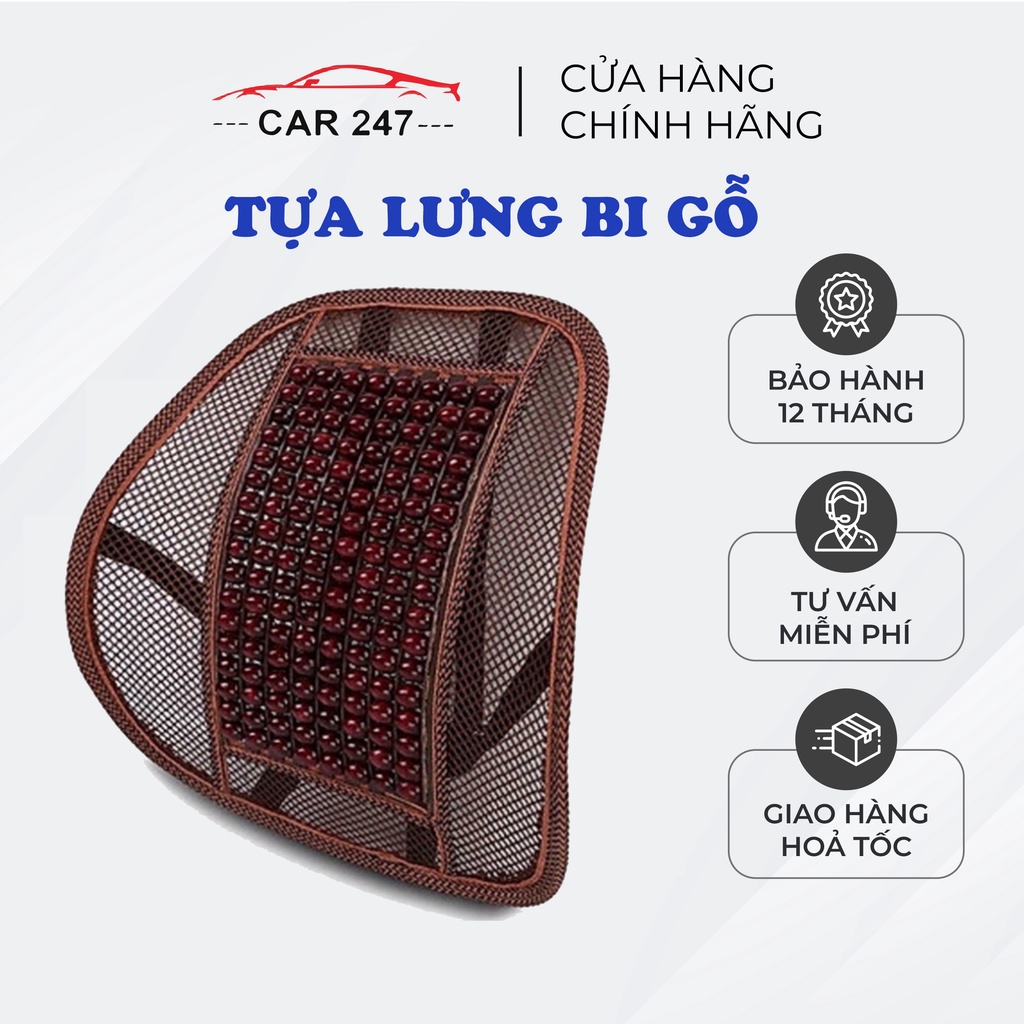 Tựa Lưng Lưới Đan Hạt Gỗ  - Tựa Lưng Dùng Cho Ô Tô Và Văn Phòng Chống Mỏi Lưng - Tốt Cho Cột Sống