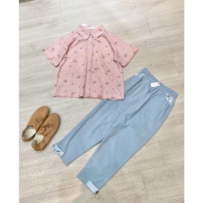 Áo Sơmi Hoa Thiết Kế Lá In Hoa Oversize Chất Đũi Xước Không Nhăn Mềm Mát