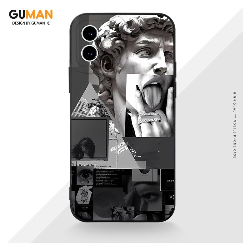 Ốp Điện Thoại GUMAN chống bẩn mềm đen dẻo vintage nam ngầu độc lạ hình Cho iPhone 14 13 12 11 Pro Max SE 2020 X XR XS 8 7 ip 6S 6 Plus XYM1652