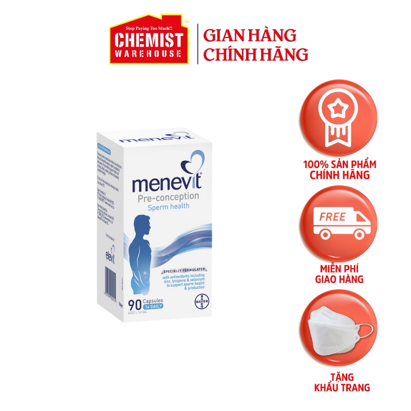 Viên uống tăng chất lượng tinh trùng Bayer Menevit cho nam giới 90 viên của Úc