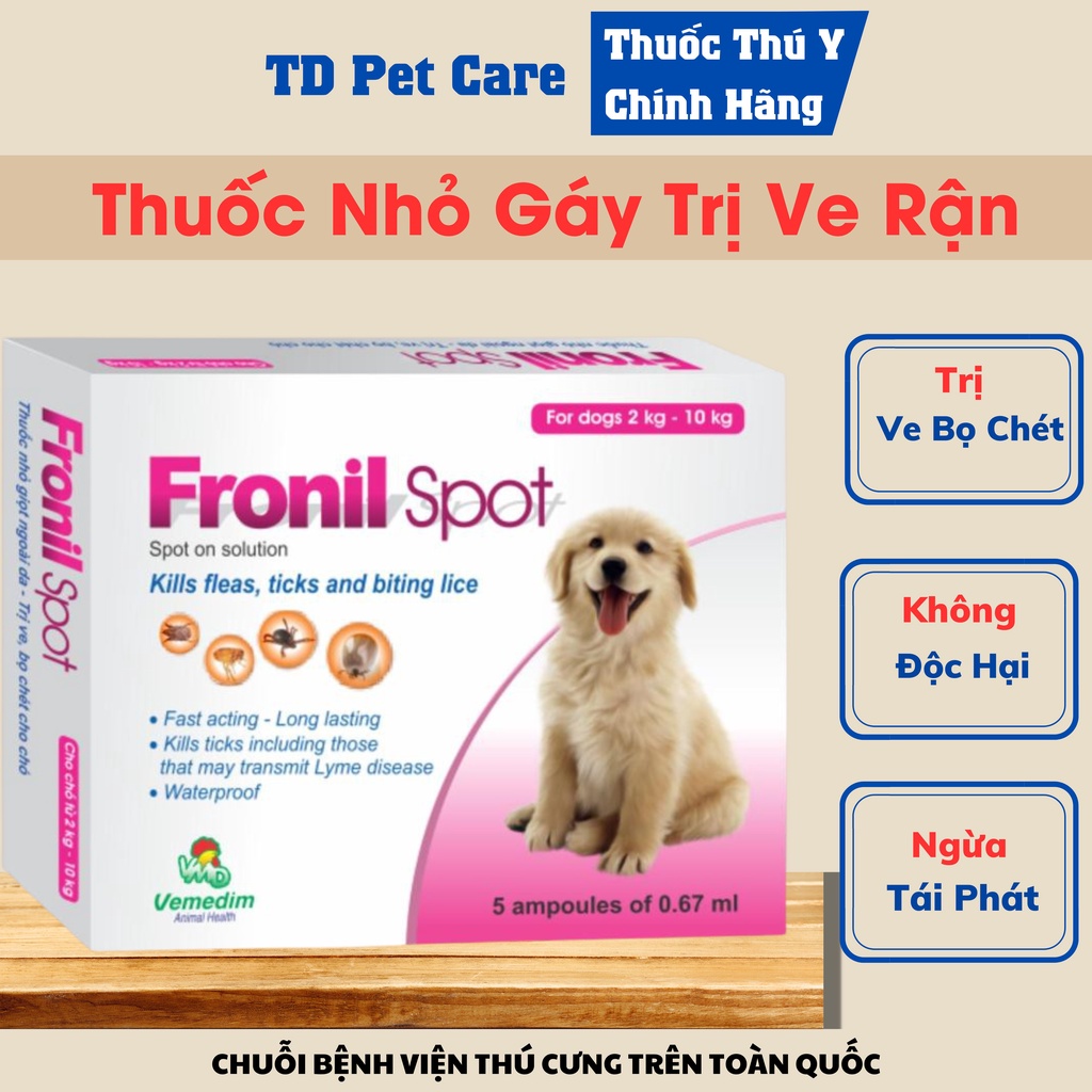 Tuýp Nhỏ Gáy Mèo Diệt Rận Ve Bọ Dành Cho Chó Mèo FRONIL SPOT - Ống Nhỏ Gáy Chó Giận Ve Bọ Dành Cho Thú Cưng
