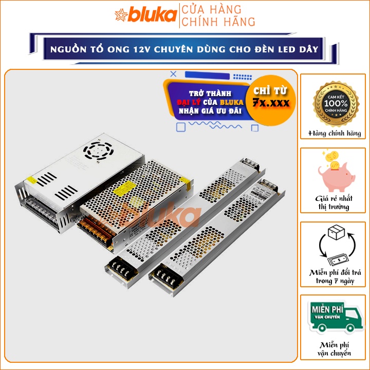 Nguồn Tổ Ong 12V, Nguồn Đèn Led Dây, Bộ Chuyển Đổi Adapter Xung DC Loại Tốt BLUKA