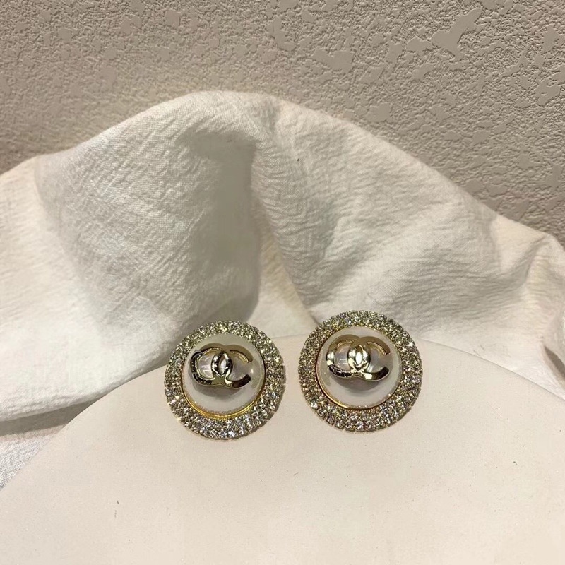 Bông tai ngọc CN đính đá 2cm ,khuyên tai nữ xinh -Phụ kiện Thời trang sang trọng và đẳng cấp