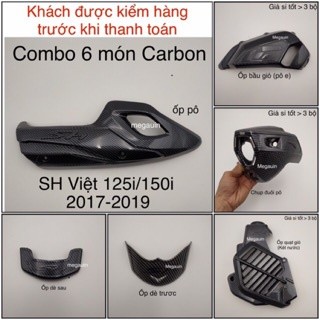 Bộ 6 món ốp xe sh 2017-2019 mạ crom trắng hay cacbon đen