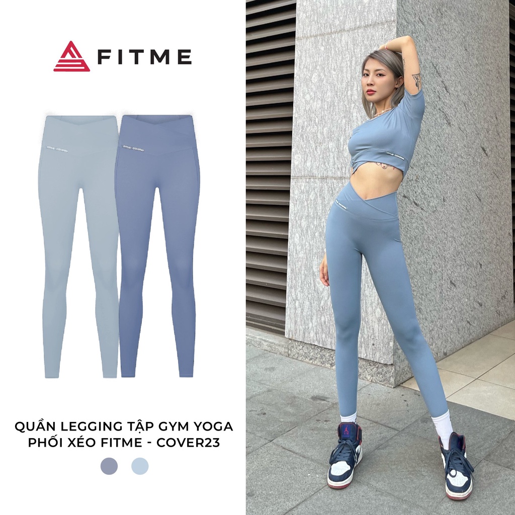 Quần tập gym yoga legging Fitme Cover23 phối xéo 2 lớp nâng mông tôn dáng cao cấp QDCV