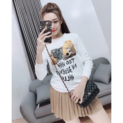 Áo Thun Nữ Tay Dài Hình Gấu Chất Dày Dặn Cao Cấp ÁO THUN TAY DÀI NỮ