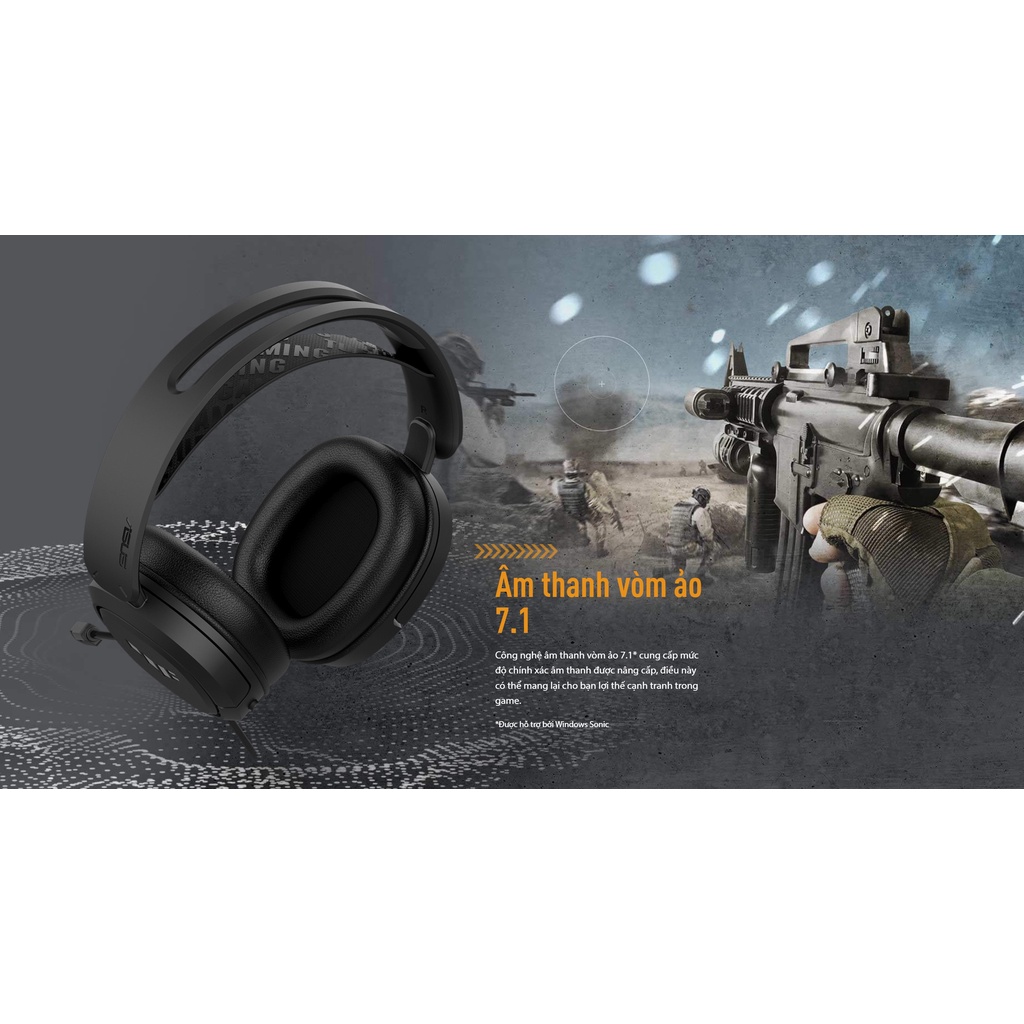 Tai nghe ASUS TUF Gaming H1 - Âm thanh vòm ảo 7.1