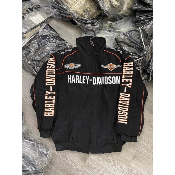 Áo khoác gió bomber varsity - racing jk đua xe F1 thêu chữ Harley Davidson cản gió - Áo thể thao nam nữ❤️