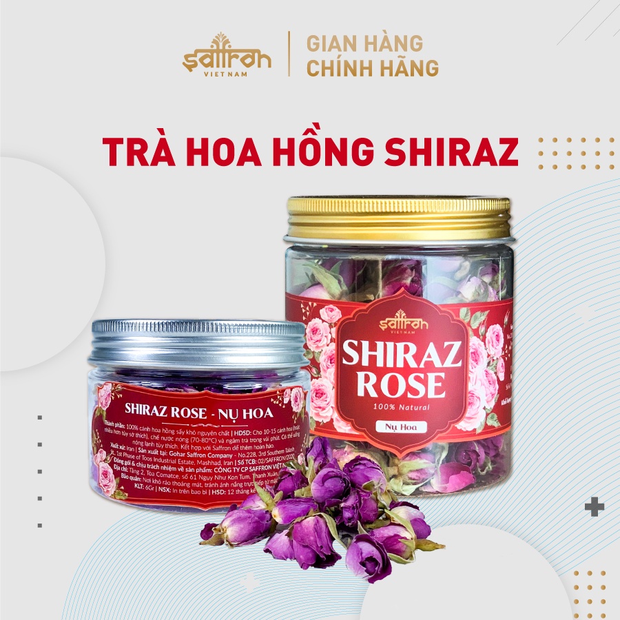 Trà nụ hồng Shiraz thơm nhẹ dễ chịu thương hiệu Saffron Việt Nam