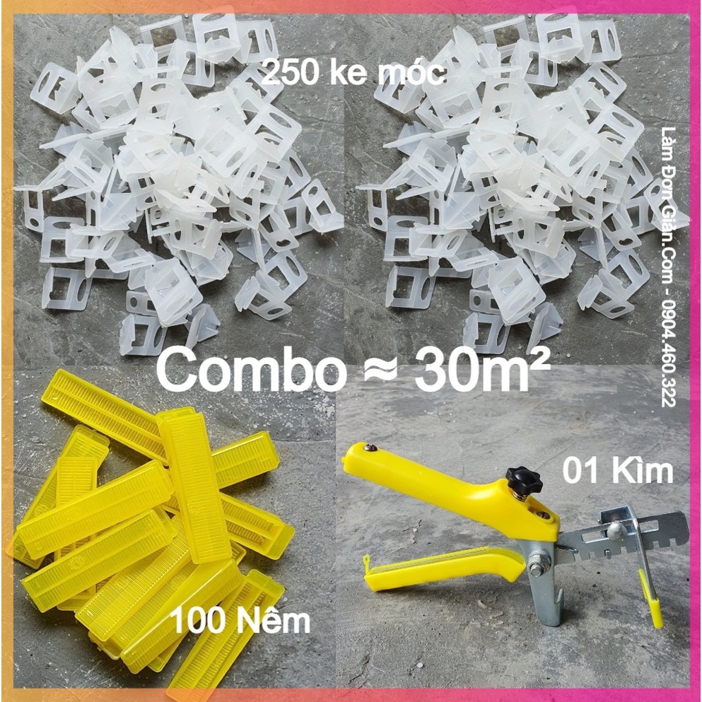 Combo 01 Kìm Và 350 Ke Lát Gạch Gồm 250 Ke Móc Với 100 Nêm Nhựa PP Zin 100% Loại 1