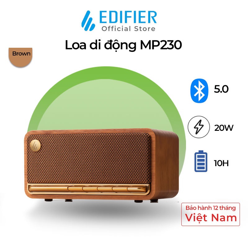 Loa di động bluetooth 5.0 EDIFIER MP230 Thời lượng pin 10 giờ Công suất 20W Kết nối AUX Hàng chính hãng